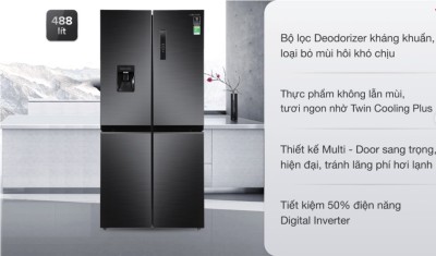 Tủ lạnh Samsung Inverter 488 lít Multi Door RF48A4010B4/SV