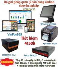 Combo 37. Trọn bộ máy + 2 năm sử dụng phần mềm VinPOS365 cho Shop cà phê, trà sữa, quán ăn, đồ ăn nhanh. Tặng thêm 1 năm sử dụng