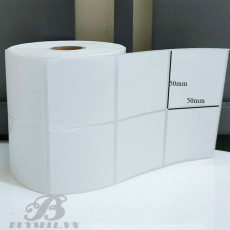Decal thường 50x50mm, 2tem/hàng cuộn 50m