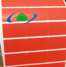 Decal tem nhãn 35x22mm , khổ 110 , cuộn 50m , tem trơn màu đỏ