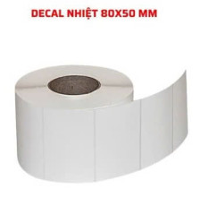Decal thường 80x50 cuộn 50m 1tem/ hàng. 945 tem/ cuộn. Dùng cho máy in có mực.