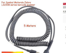 Dây cáp Zebra CBA-U21-S07ZBR xoăn lò xo 5m - Cáp USB cho máy Symbol Zebra Motorola LS2208, DS2208, DS4308, DS9208, DS9308